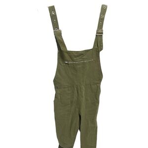 Emory Park Cotton Overalls Sleeveless Long Straps Green Elastic Ankles Romper S